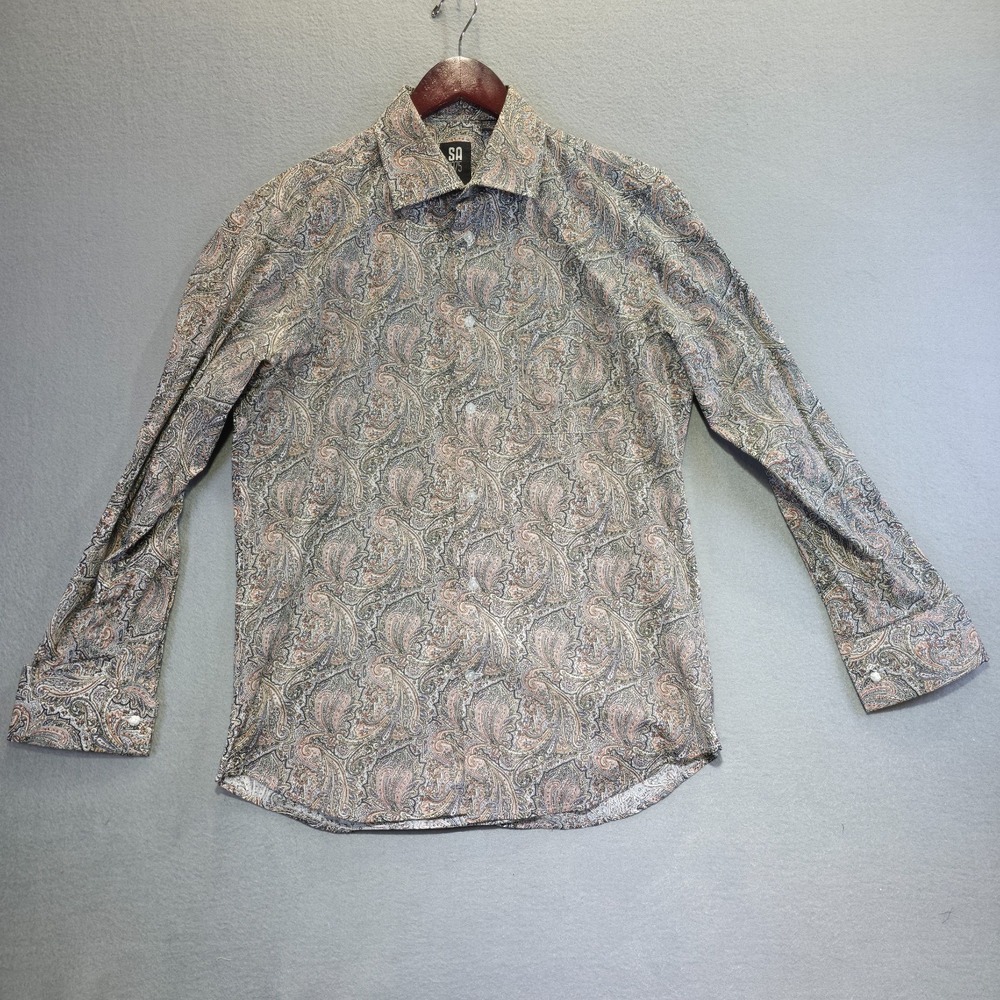 Stacy Adams 1875 Men's Paisley Long Sleeve French Cuff Dress Shirt Sz 15.5-32/33
